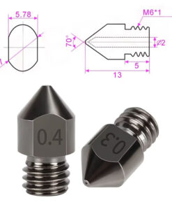 Alternative view of MK8 Hardened Steel Nozzle M6 1.75mm – 0.2–1.0mm Wear-Resistant for Abrasive Filaments 3D Printer