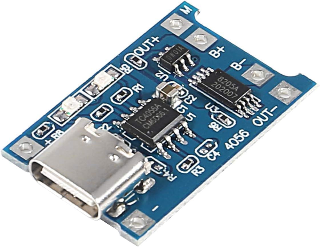 TP4056 Type-C 18650 Lithium Battery Charger Module with Protection – 1A 5V Charging Board