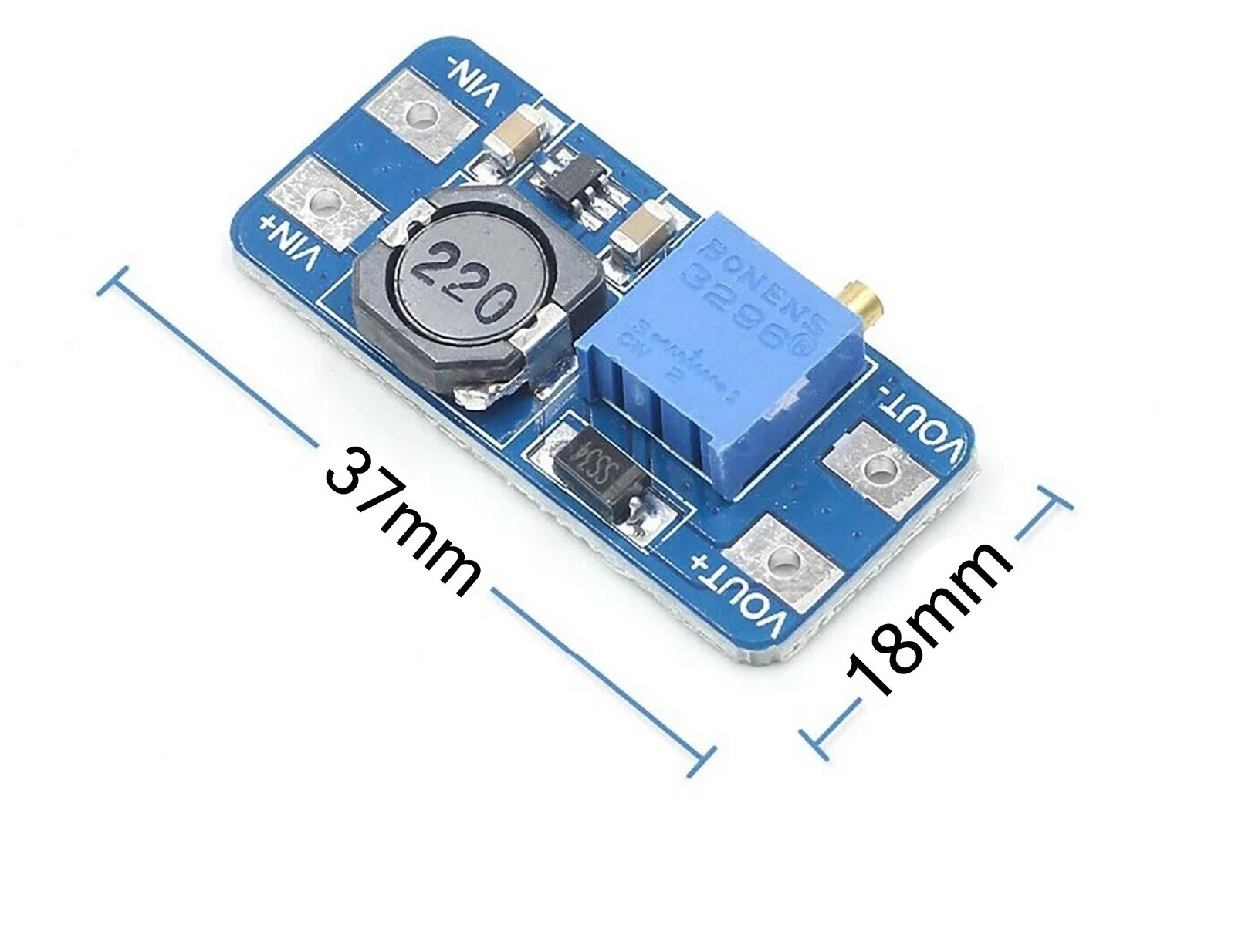 MT3608 DC-DC Boost Converter 2A – Step-Up Module 2V–24V to 5V/9V/12V/28V Adjustable