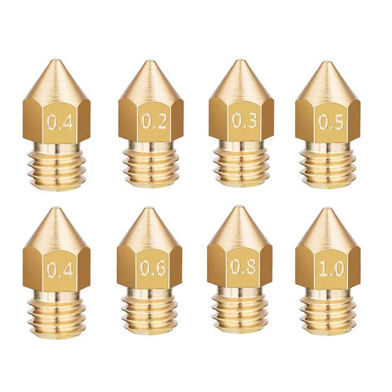 MK8 Brass Nozzle M6 1.75mm – 0.2–1.0mm for Creality Ender 3 / CR-10 & MK8 Hotend 3D Printers