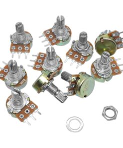A bunch of B10K potentiometers with a washer and nut