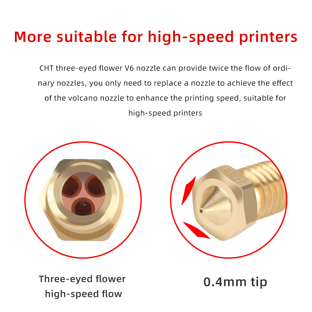 E3D V6 Brass Nozzle M6 1.75mm – 0.2mm / 0.3mm / 0.4mm / 0.5mm Precision 3D Printer Nozzle - Image 4