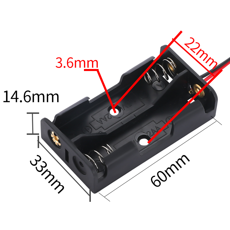 Dimensions of the 2AA battery holder