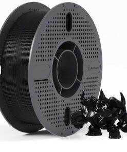 Black PETG 3D Printer 1.75mm filament on a plastic spool/reel